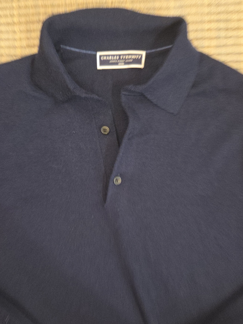 Charles Tyrwhitt Extra Fine Merino Wool Long Sleeve Polo XL EUC